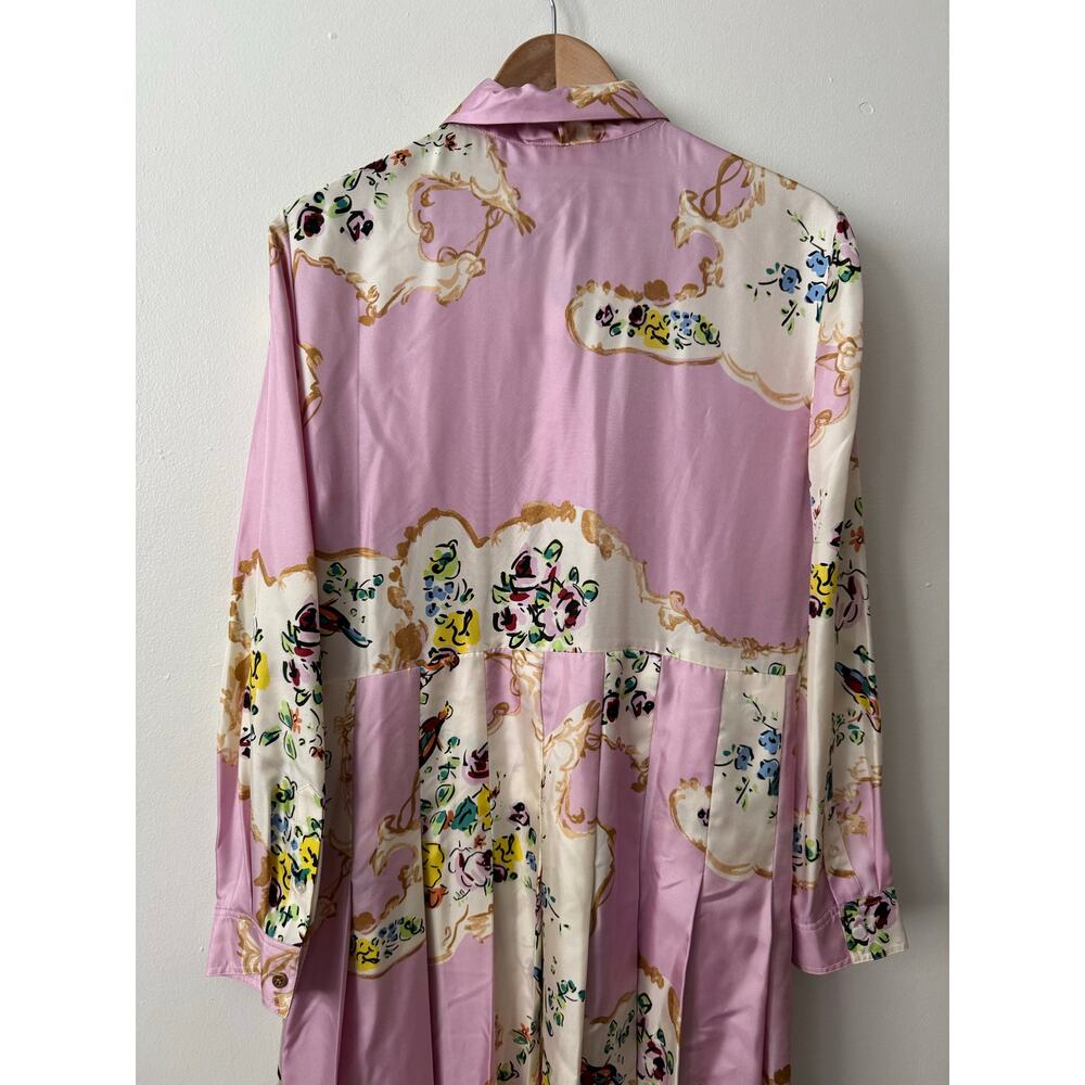 Tory Burch 10 Floral Print Tie Neck Silk Dress in Pink - Picture 10 of 11